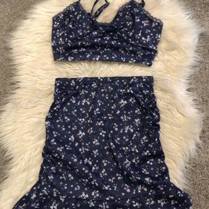 Blue Floral Two Piece Set
